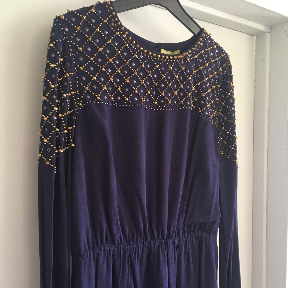 Gianni Bini navy dress with metallic beading